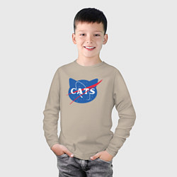 Лонгслив хлопковый детский Cats NASA, цвет: миндальный — фото 2