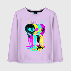 Детский лонгслив 4 ЧЕРЕПА SKULLS NEON