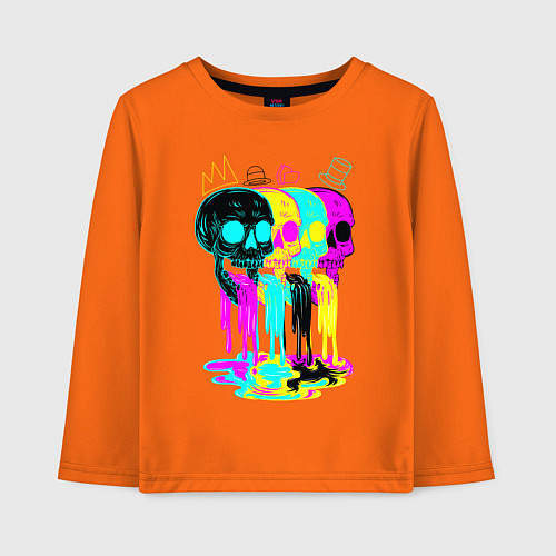 Детский лонгслив 4 ЧЕРЕПА SKULLS NEON / Оранжевый – фото 1