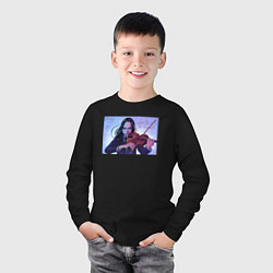 Лонгслив хлопковый детский Ваня Академия амбрелла, цвет: черный — фото 2