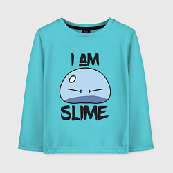 Лонгслив хлопковый детский I AM SLIME, Я СЛИЗЬ, цвет: бирюзовый