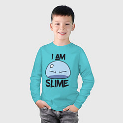 Лонгслив хлопковый детский I AM SLIME, Я СЛИЗЬ, цвет: бирюзовый — фото 2