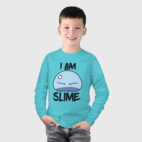 Детский лонгслив I AM SLIME, Я СЛИЗЬ / Бирюзовый – фото 3