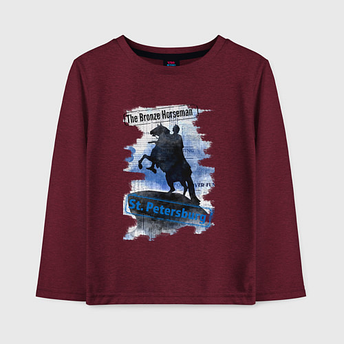 Детский лонгслив The Bronze Horseman / Меланж-бордовый – фото 1