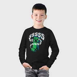 Лонгслив хлопковый детский Крипер Creeper Minecraft, цвет: черный — фото 2