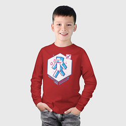 Лонгслив хлопковый детский Майнкрафт Стив Стиви, цвет: красный — фото 2