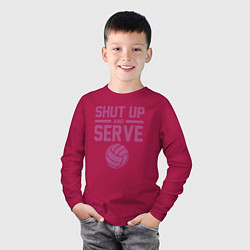 Лонгслив хлопковый детский Shut Up And Serve, цвет: маджента — фото 2