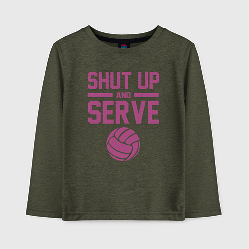 Детский лонгслив Shut Up And Serve / Меланж-хаки – фото 1