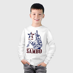 Лонгслив хлопковый детский САМБО, цвет: белый — фото 2