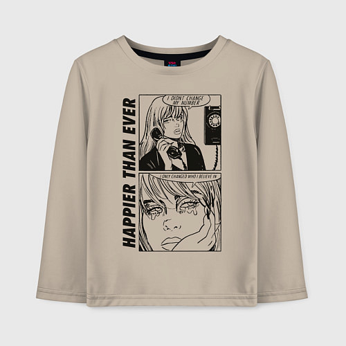 Детский лонгслив Happier Than Ever, Билли Айлиш / Миндальный – фото 1