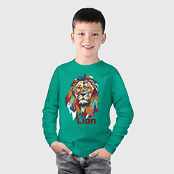 Лонгслив хлопковый детский Lion, цвет: зеленый — фото 2