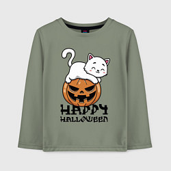 Лонгслив хлопковый детский Kitten & Pumpkin, цвет: авокадо