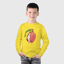 Лонгслив хлопковый детский Личи, цвет: желтый — фото 2
