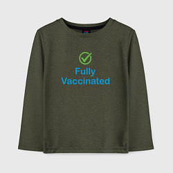 Лонгслив хлопковый детский Полная вакцинация, цвет: меланж-хаки