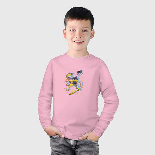 Детский лонгслив Музыкальный леопард / Светло-розовый – фото 3