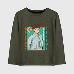 Лонгслив хлопковый детский ТООРУ ОЙКАВА OIKAWA TORU, цвет: меланж-хаки