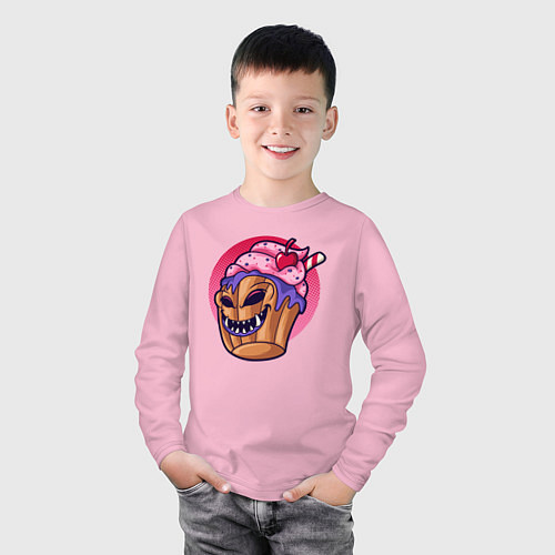 Детский лонгслив Зомби кекс / Светло-розовый – фото 3