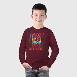 Лонгслив хлопковый детский Game - Volleyball, цвет: меланж-бордовый — фото 2