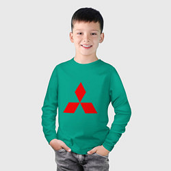 Лонгслив хлопковый детский Красный логотип Митсубиси, цвет: зеленый — фото 2
