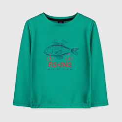 Лонгслив хлопковый детский Лучший рыболовный клуб, цвет: зеленый