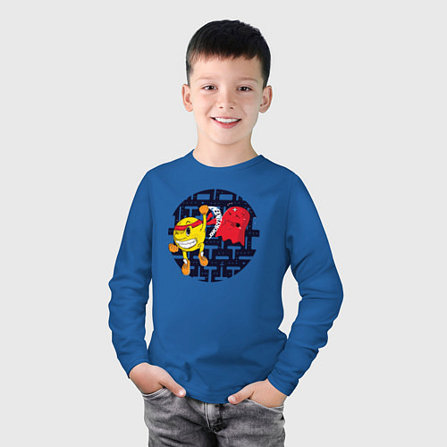 Детский лонгслив Pac-Man / Синий – фото 3