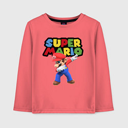 Лонгслив хлопковый детский Super Mario Dab, цвет: коралловый