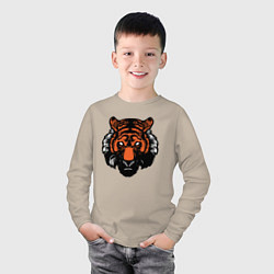 Лонгслив хлопковый детский Bad Tiger, цвет: миндальный — фото 2