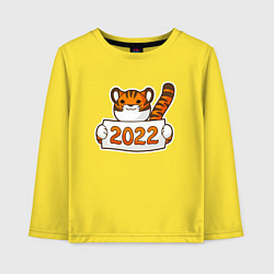 Лонгслив хлопковый детский 2022 - Год Тигра, цвет: желтый