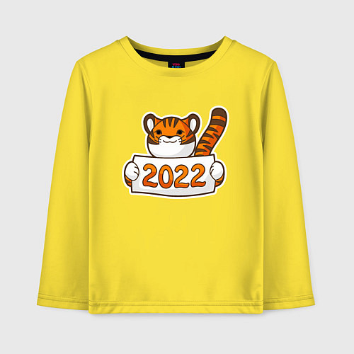 Детский лонгслив 2022 - Год Тигра / Желтый – фото 1