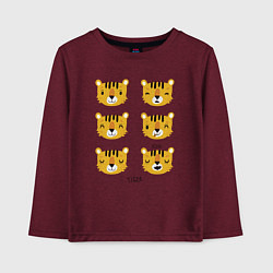 Лонгслив хлопковый детский Tiger Rawr, цвет: меланж-бордовый
