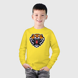 Лонгслив хлопковый детский Tiger Head, цвет: желтый — фото 2