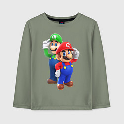 Лонгслив хлопковый детский Mario Bros, цвет: авокадо