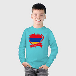 Лонгслив хлопковый детский Любимая Армения, цвет: бирюзовый — фото 2