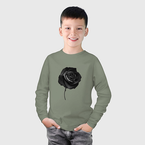 Детский лонгслив Чёрная роза Black rose / Авокадо – фото 3
