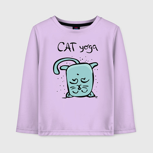 Детский лонгслив Кот и йога / Лаванда – фото 1