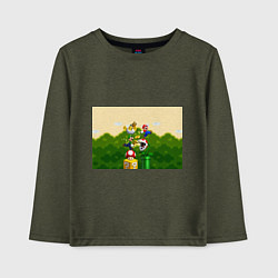 Лонгслив хлопковый детский Mario Coins, цвет: меланж-хаки