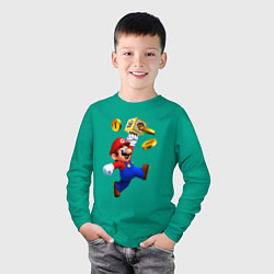 Лонгслив хлопковый детский Mario cash, цвет: зеленый — фото 2