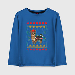 Детский лонгслив Рождественский свитер Йоркшик