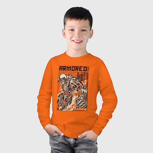Детский лонгслив БРОНИРОВАННЫЙ ТИТАН ARMORED TITAN / Оранжевый – фото 3