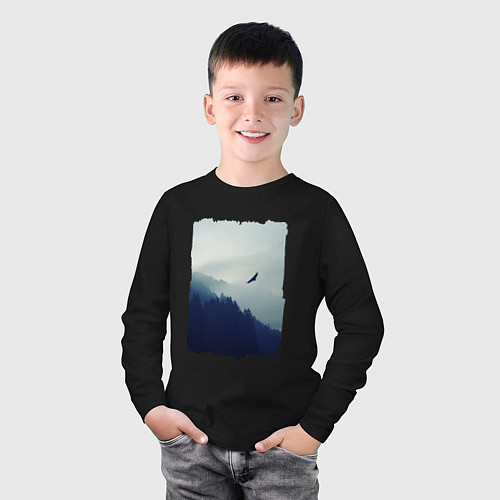 Детский лонгслив ОРЁЛ НАД ЛЕСОМ EAGLE / Черный – фото 3