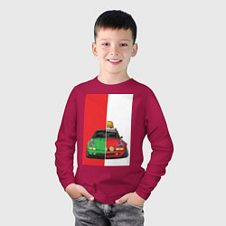 Лонгслив хлопковый детский Concept car, цвет: маджента — фото 2
