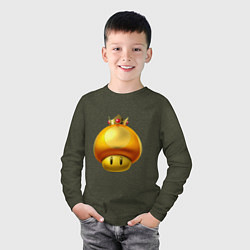 Лонгслив хлопковый детский GoldToad, цвет: меланж-хаки — фото 2