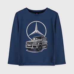 Лонгслив хлопковый детский Mercedes Gelendwagen G63 AMG G-class G400d, цвет: тёмно-синий