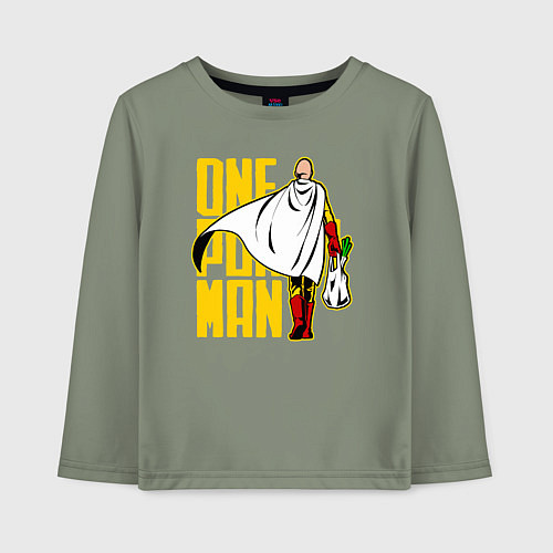 Детский лонгслив Сайтама возвращается из супермаркета One Punch-Man / Авокадо – фото 1