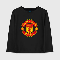Лонгслив хлопковый детский Манчестер Юнайтед логотип, цвет: черный