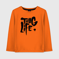 Лонгслив хлопковый детский Thug life Жизнь Головореза, цвет: оранжевый