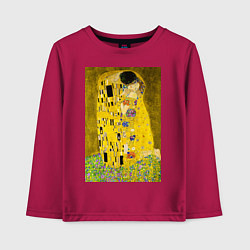 Лонгслив хлопковый детский Поцелуй картина Климта, цвет: маджента