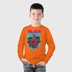 Лонгслив хлопковый детский Инопланетянин, цвет: оранжевый — фото 2