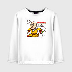 Детский лонгслив Счастливый Сайтама с пакетами продуктов One Punch-