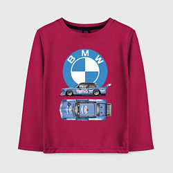 Лонгслив хлопковый детский BMW Motorsport Retro, Germany, цвет: маджента